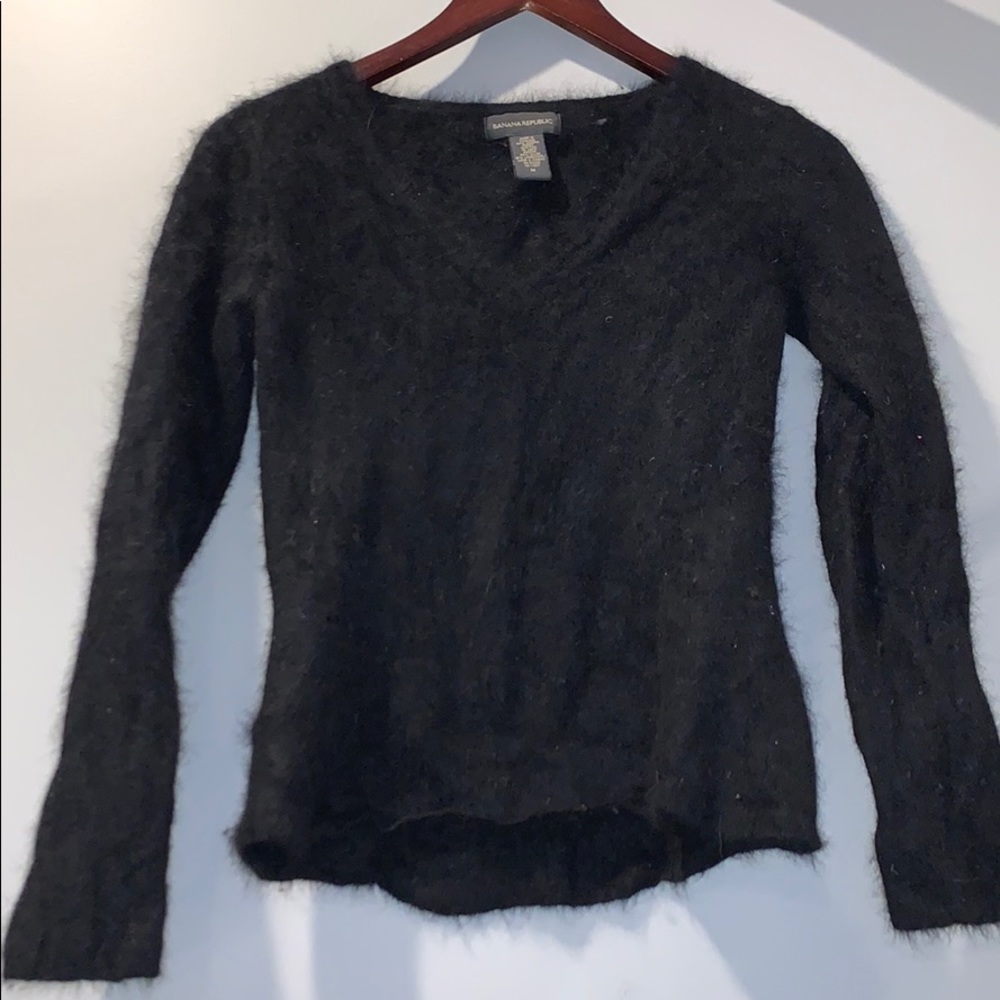 Black fuzzy warm sweater from Banana Republic.